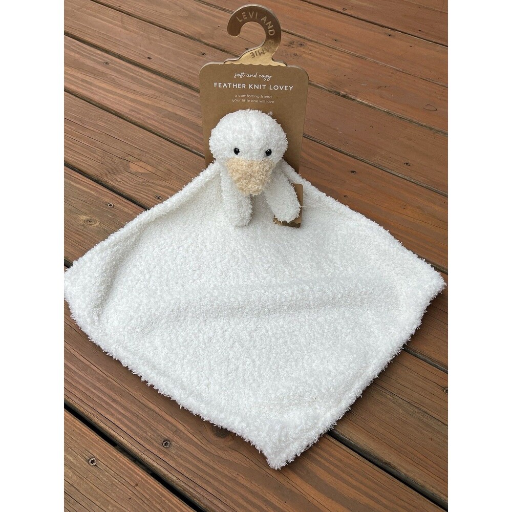 Levi And Emmie Plush DUCK Goose Chick Feather Knit Baby Lovey Security Blanket